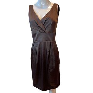 Collection Dressbarn Womens Satin Sheath Dress 0397P75 Crisscross Bodice Brown 6